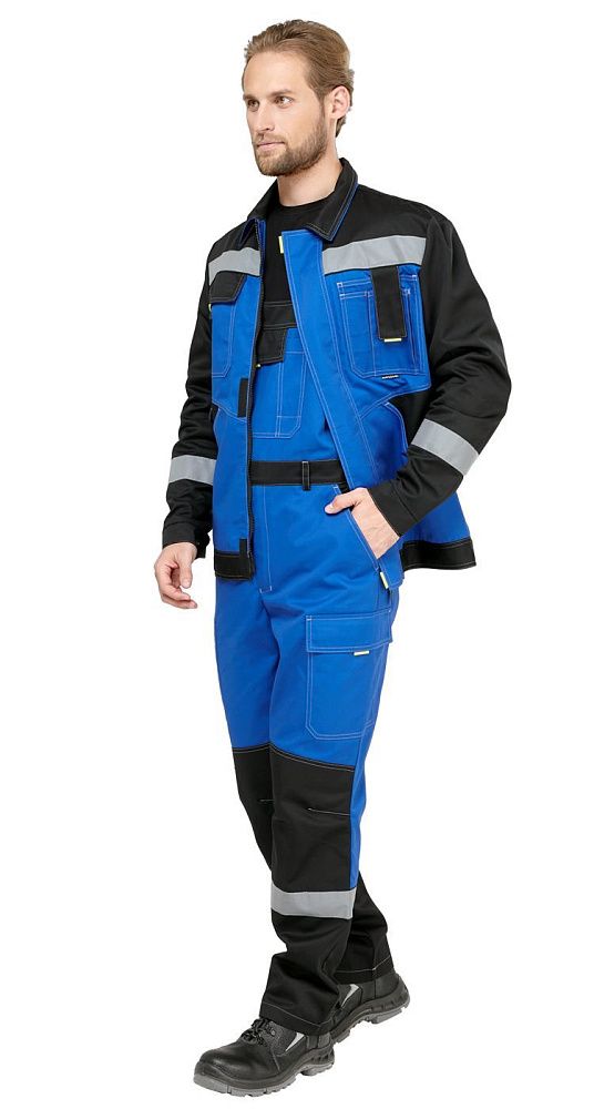 Костюм мужской рабочий летний Гудзон NEW с пк василек-черный